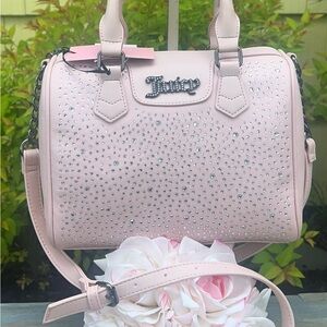 Juicy Couture Pink Clay Dazzle Satchel with Crossbody Strap BLING AND BEAUTIFUL